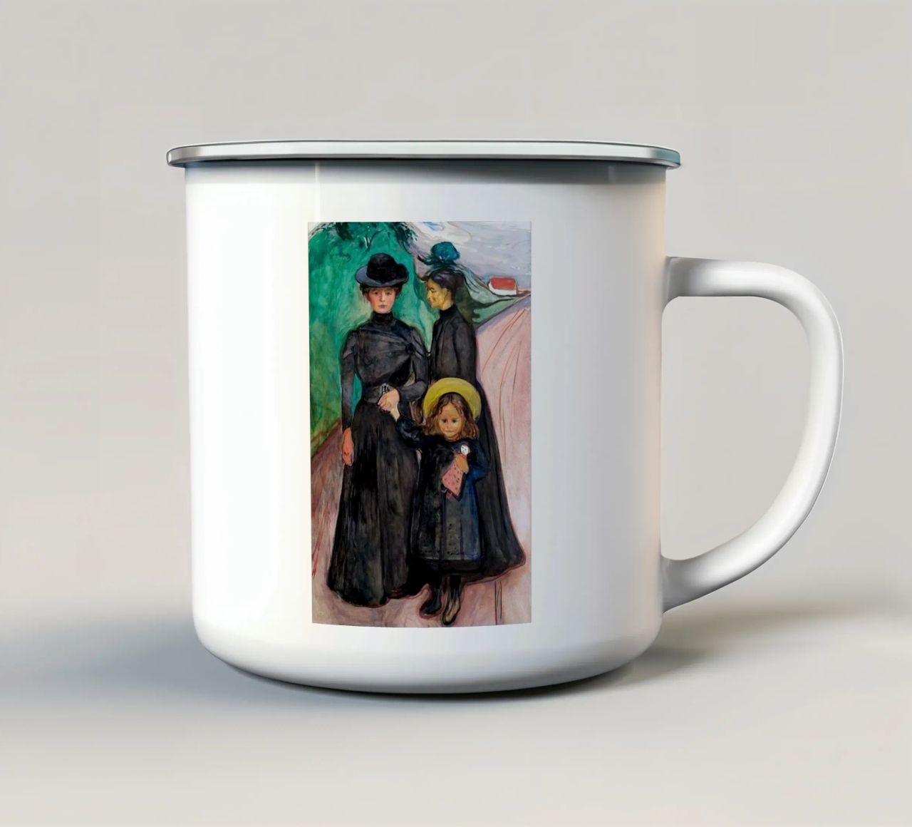 tre donne che camminano tazza in smalto da cupcup art