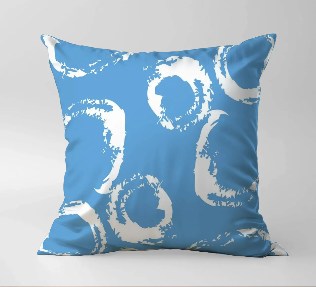 Abstract Blue Circles Print - Modern Minimalist, Coastal Vib decorative cushion by ClubArt