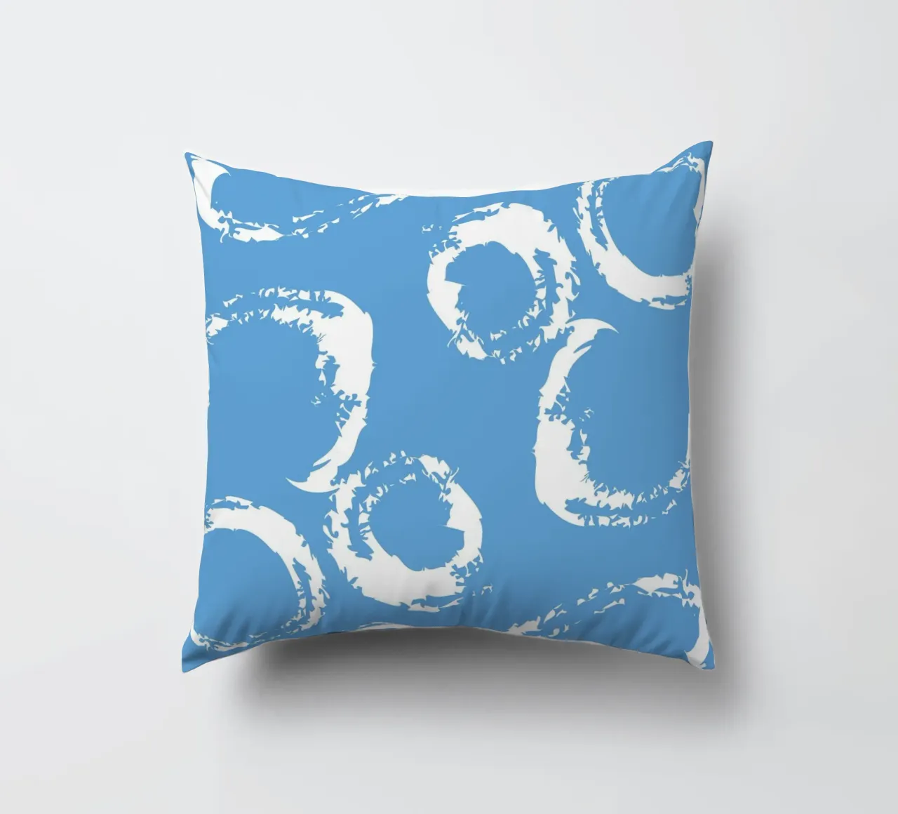 Abstract Blue Circles Print - Modern Minimalist, Coastal Vib decorative cushion by ClubArt