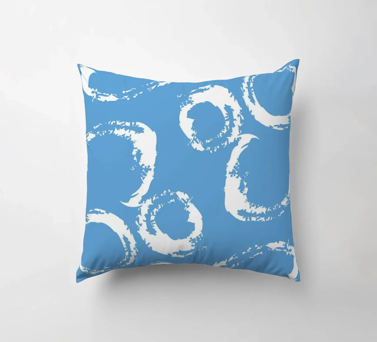 Abstract Blue Circles Print - Modern Minimalist, Coastal Vib decorative cushion by ClubArt