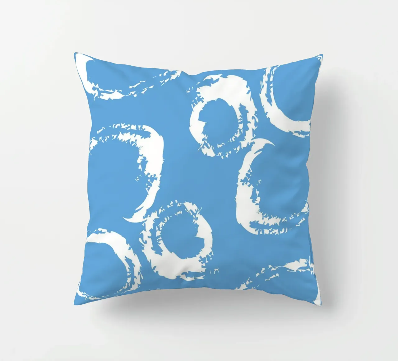 Abstract Blue Circles Print - Modern Minimalist, Coastal Vib decorative cushion by ClubArt