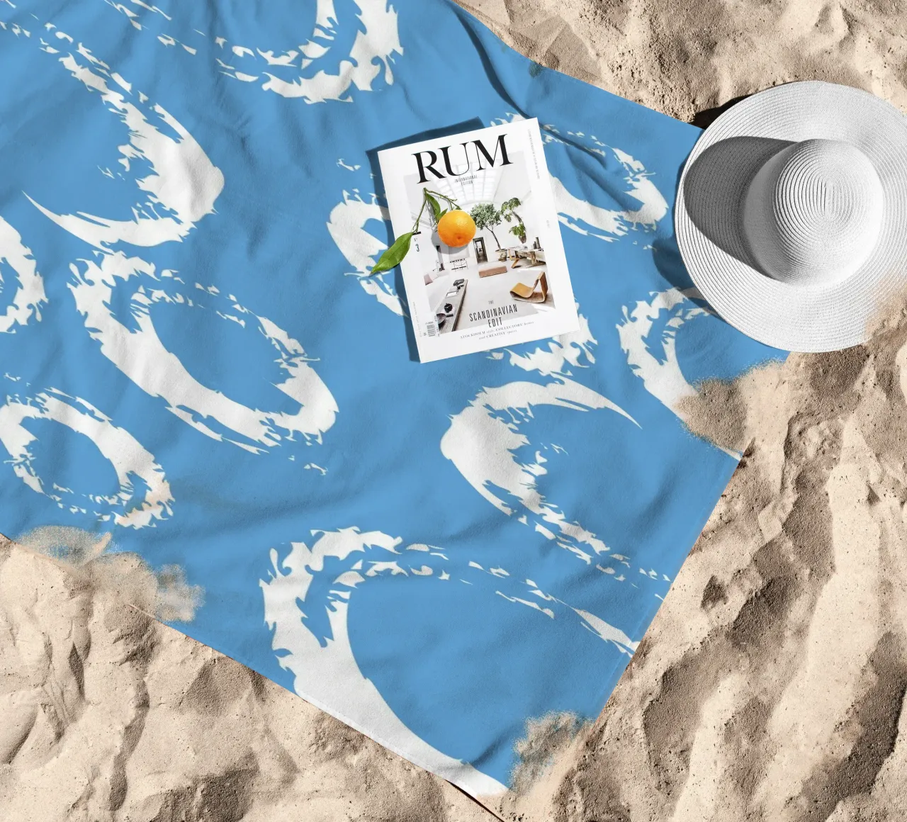 Abstract Blue Circles Print - Modern Minimalist, Coastal Vib beach towel by ClubArt