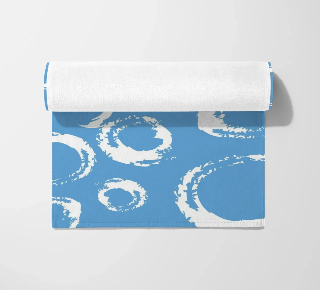 Abstract Blue Circles Print - Modern Minimalist, Coastal Vib beach towel by ClubArt