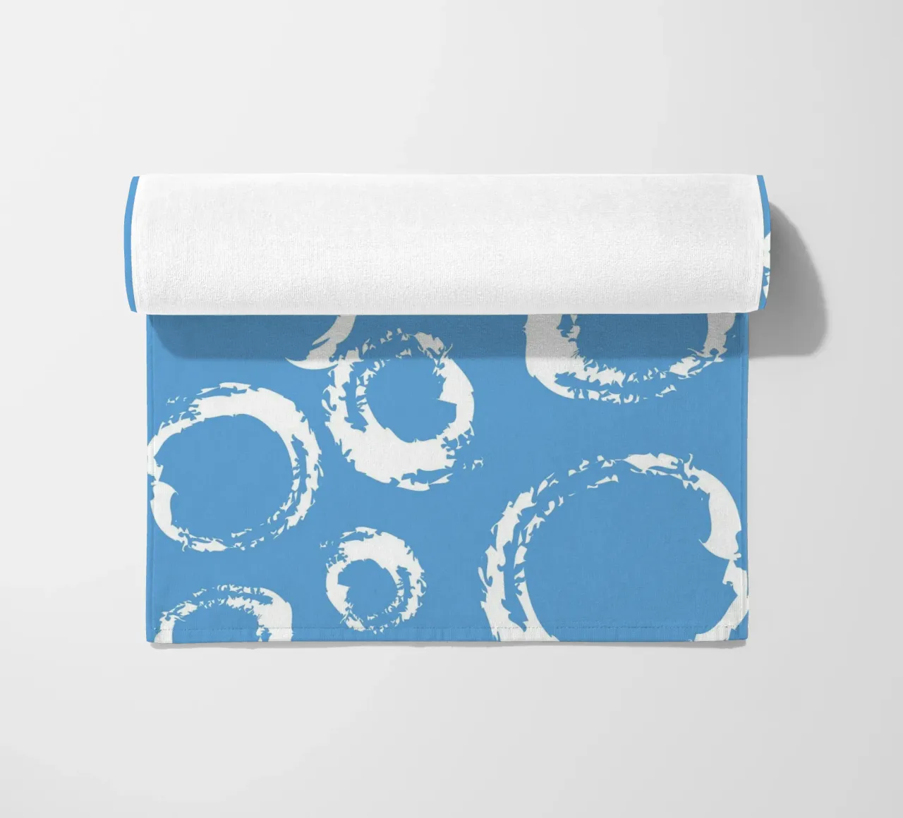 Abstract Blue Circles Print - Modern Minimalist, Coastal Vib beach towel by ClubArt