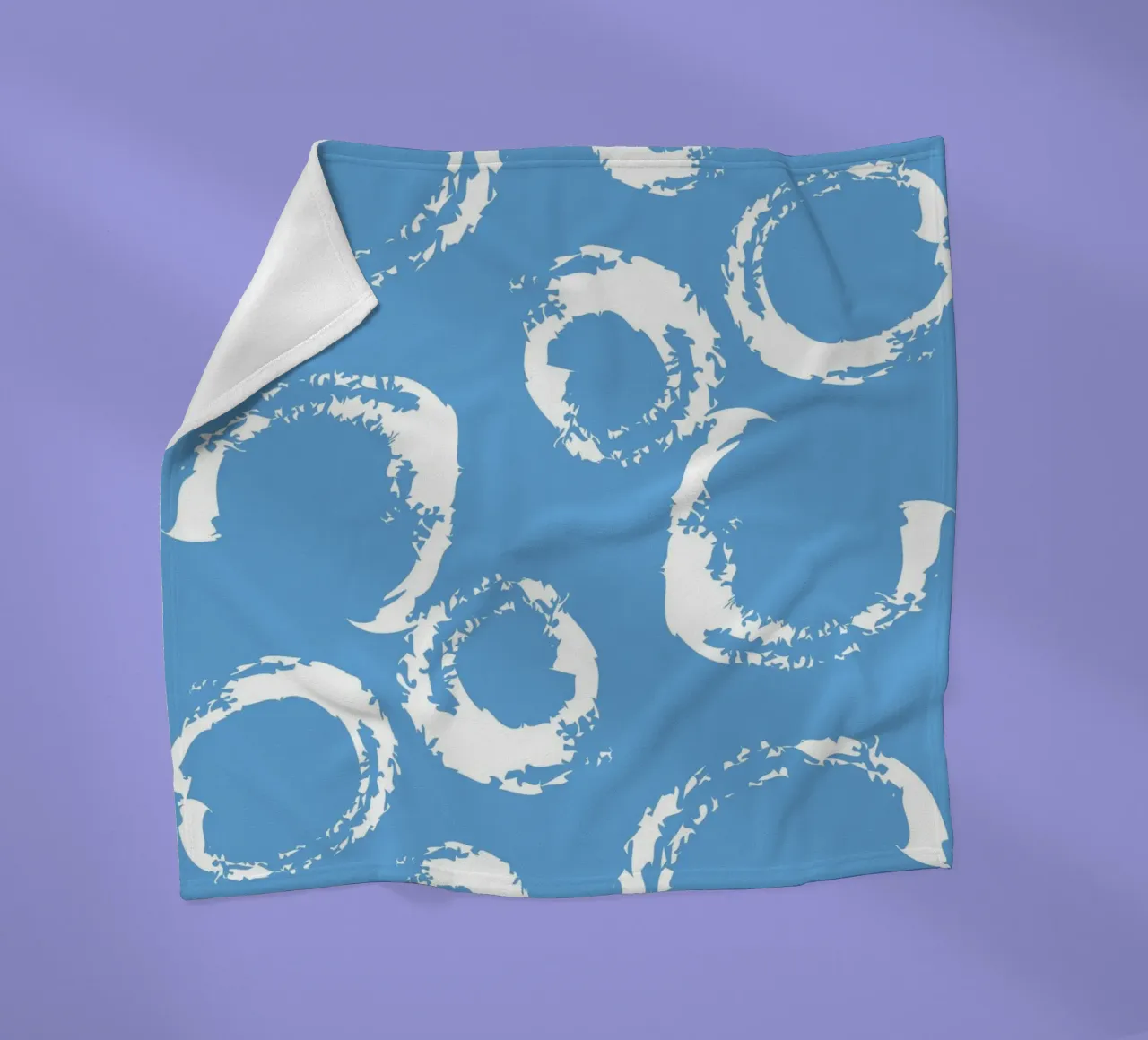 Abstract Blue Circles Print - Modern Minimalist, Coastal Vib fleece blanket by ClubArt