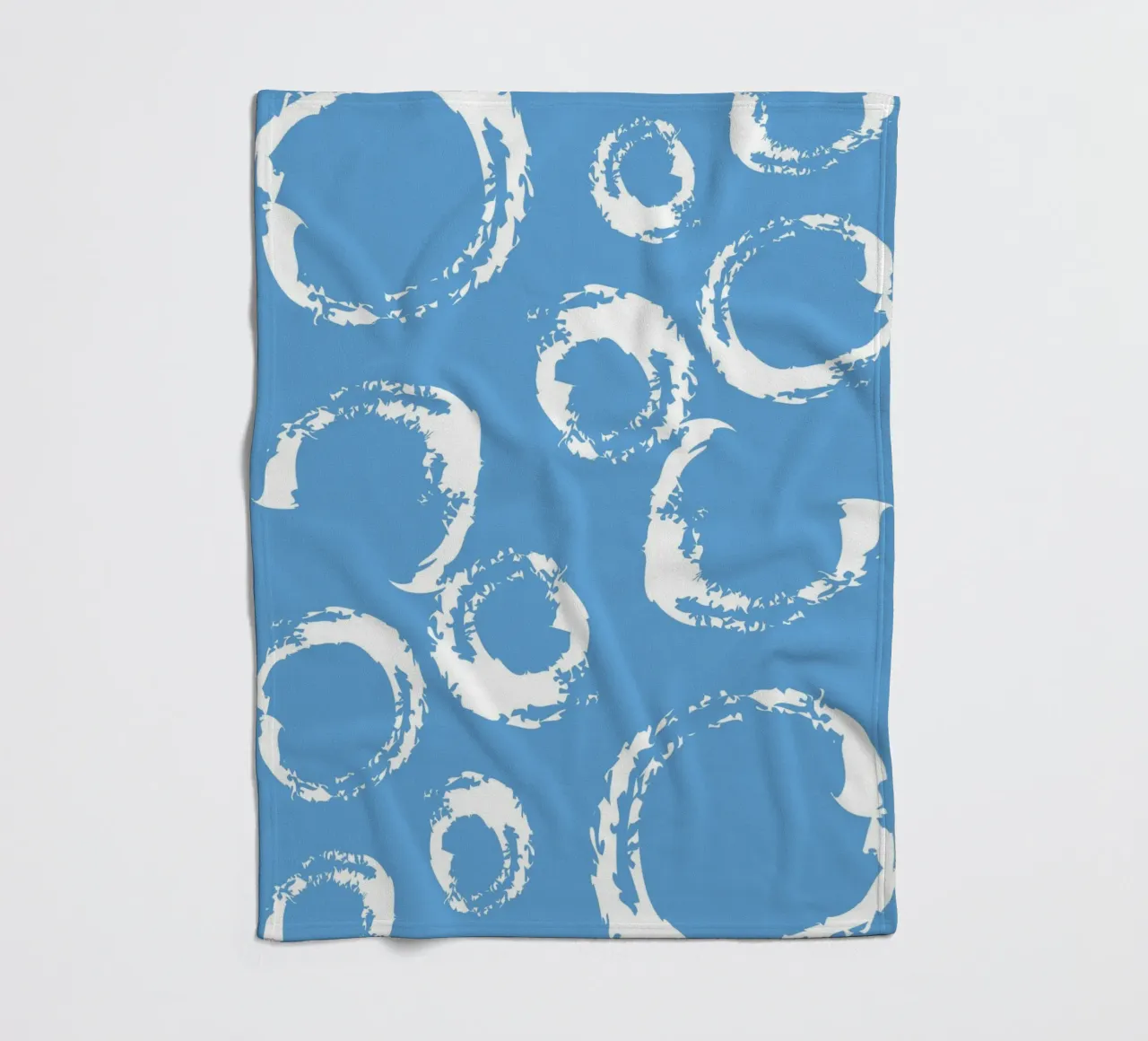 Abstract Blue Circles Print - Modern Minimalist, Coastal Vib fleece blanket by ClubArt