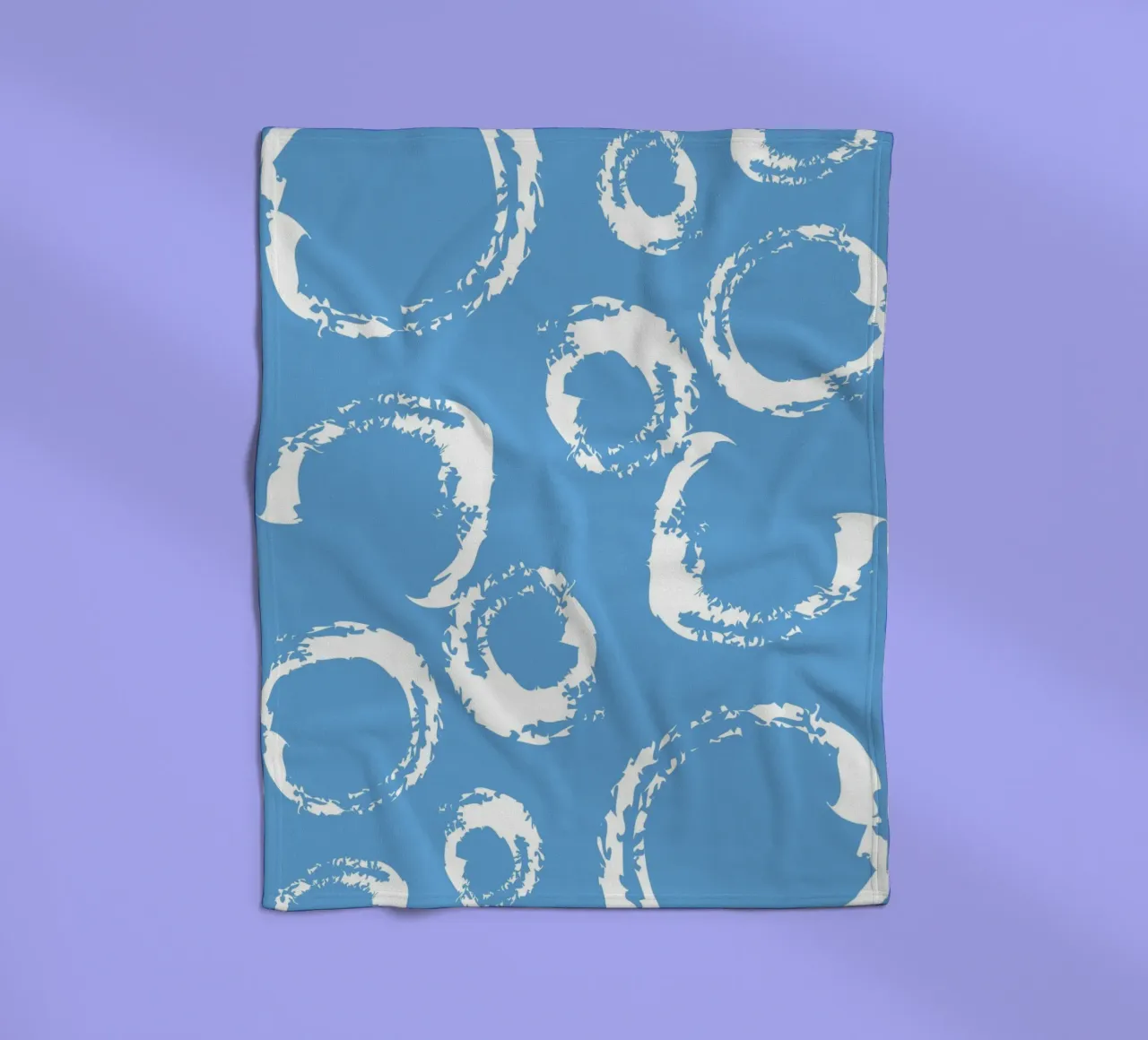Abstract Blue Circles Print - Modern Minimalist, Coastal Vib fleece blanket by ClubArt