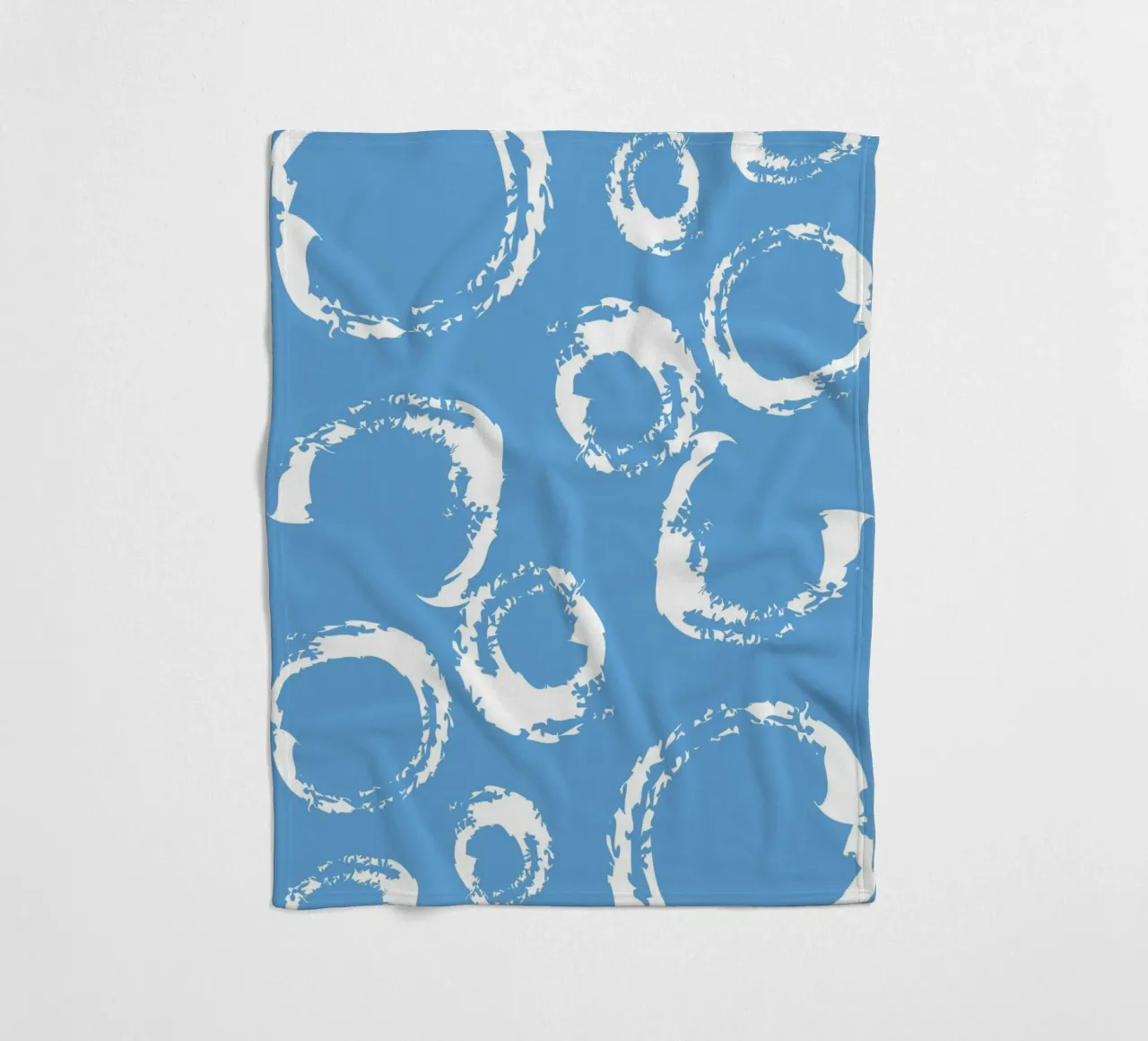 Abstract Blue Circles Print - Modern Minimalist, Coastal Vib fleece blanket by ClubArt