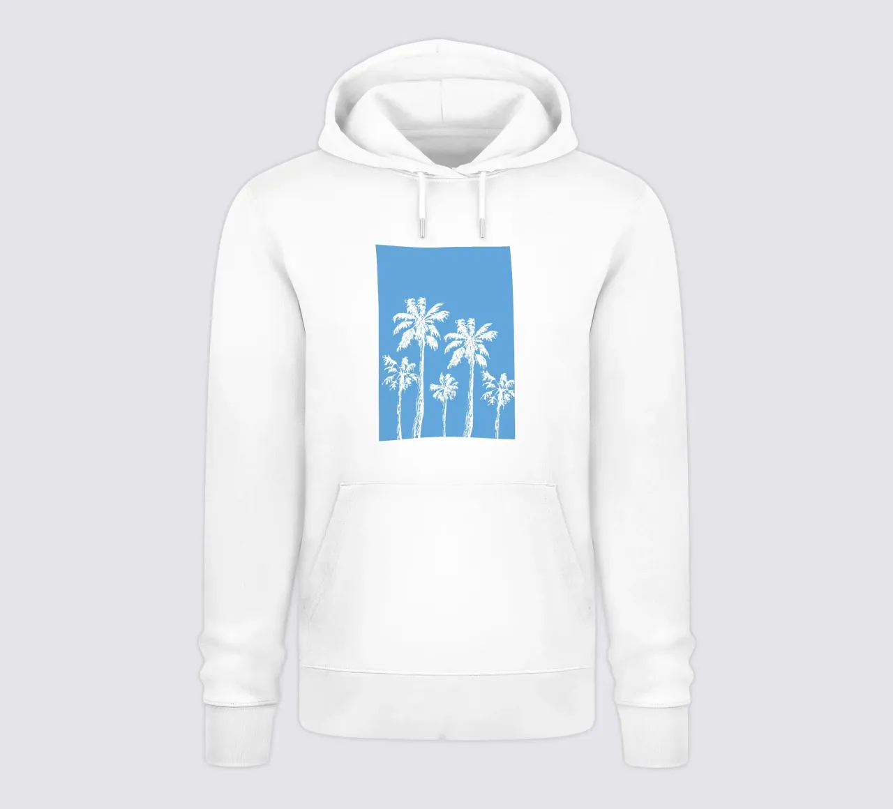 Palm Trees Print - Coastal Decor, Summer Vibes, Blue Aesthet hoodie by ClubArt