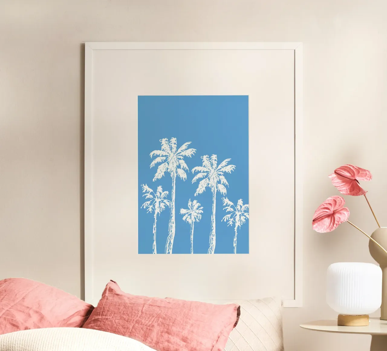 Palm Trees Print - Küstendekoration, Sommerstimmung, blaue Ästhetik Hahnemühle von ClubArt