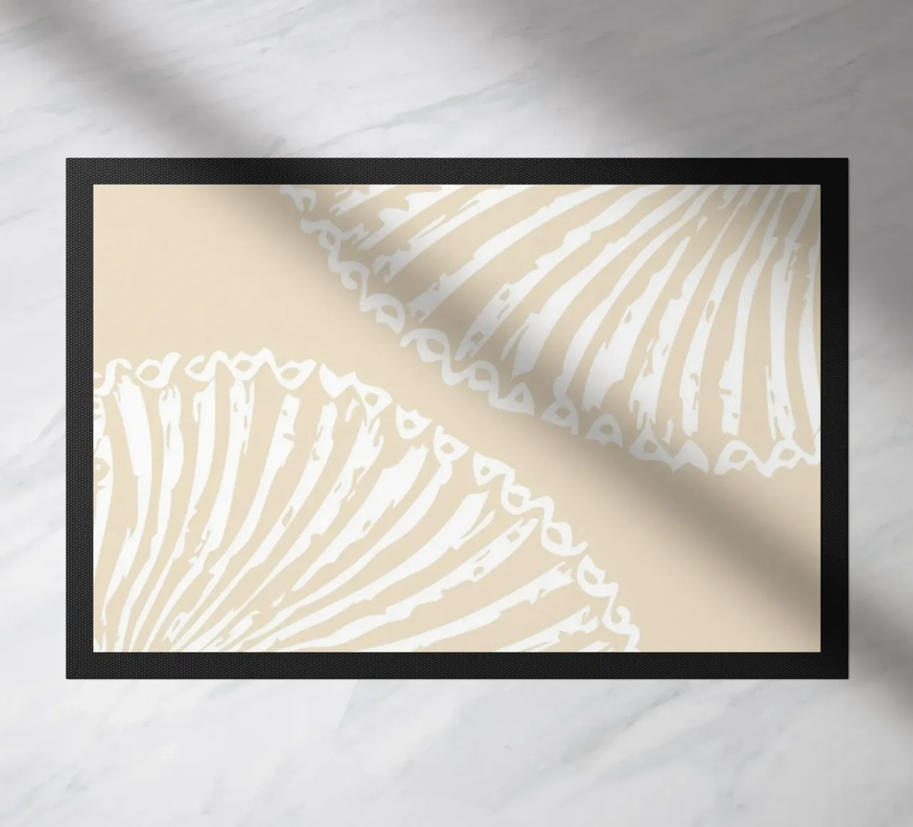 Abstract Seashell Print - Neutral Coastal Decor, Modern Beac doormat by ClubArt