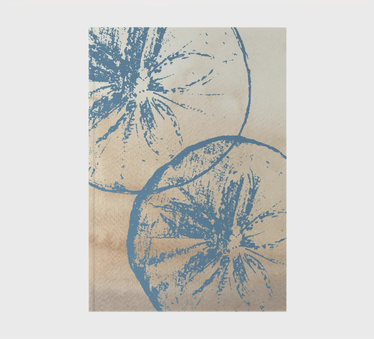 Abstract Citrus Slice Print - Blue & Beige, Modern Botanical notebook by ClubArt