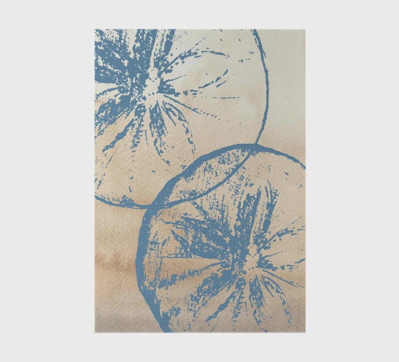 Abstract Citrus Slice Print - Blue & Beige, Modern Botanical notebook by ClubArt