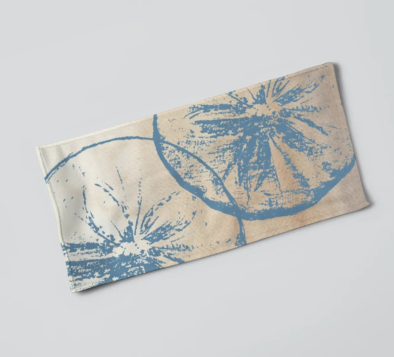 Abstract Citrus Slice Print - Blue & Beige, Modern Botanical towel by ClubArt