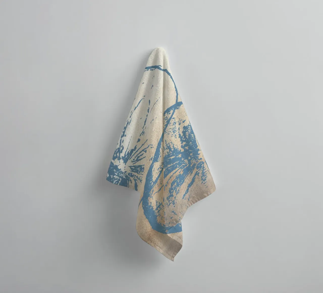 Abstract Citrus Slice Print - Blue & Beige, Modern Botanical towel by ClubArt