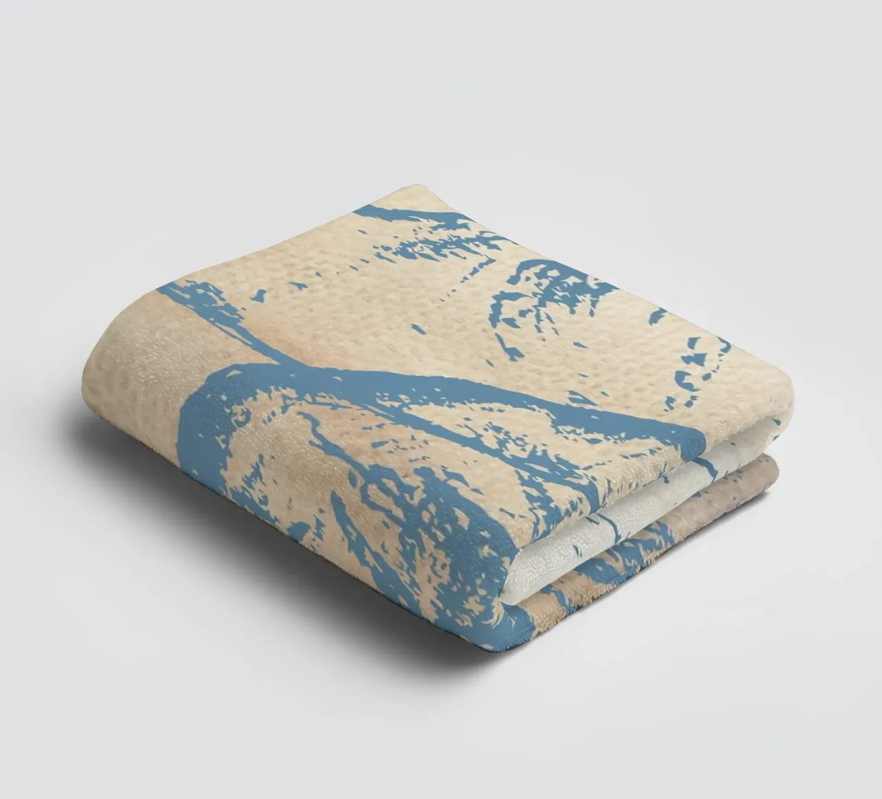 Abstract Citrus Slice Print - Blue & Beige, Modern Botanical towel by ClubArt
