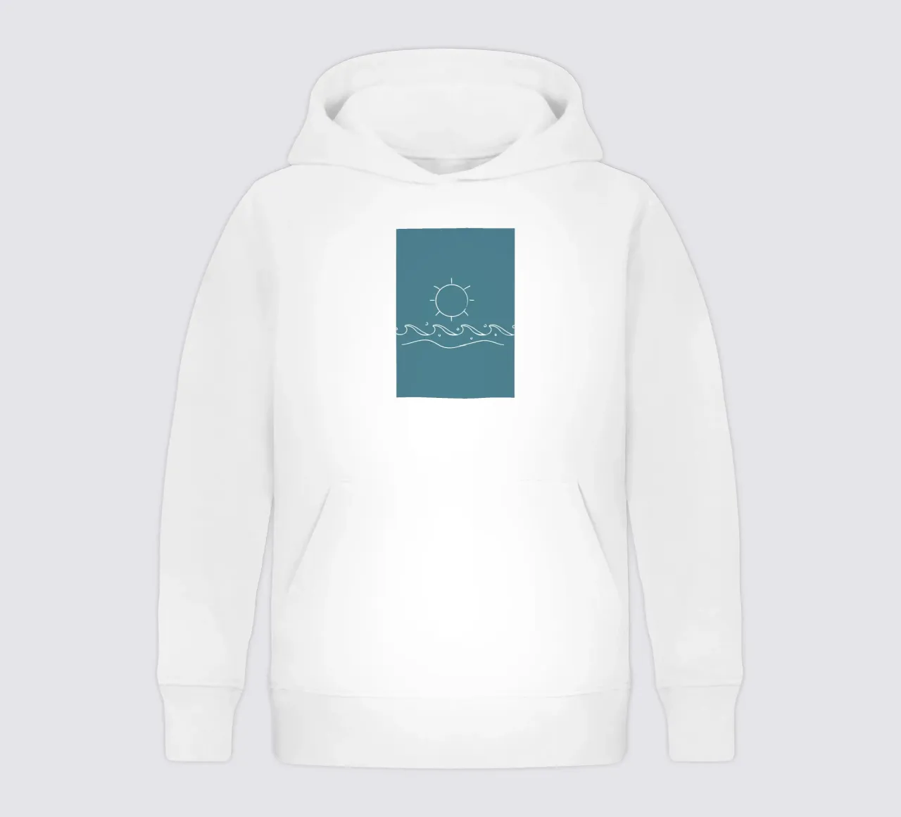 Sun & Waves Line Art Print - Coastal Minimalist, Ocean Decor kids hoodie by ClubArt