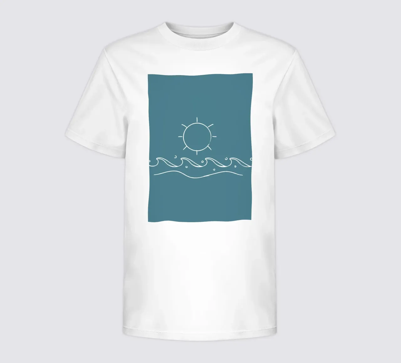 Sun & Waves Line Art Print - Coastal Minimalist, Ocean Decor kids t-shirt by ClubArt