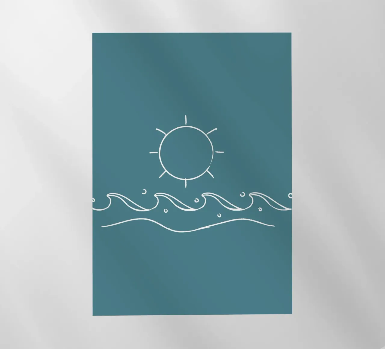 Sun & Waves Line Art Print - Coastal Minimalist, Ocean Decor backlit film by ClubArt
