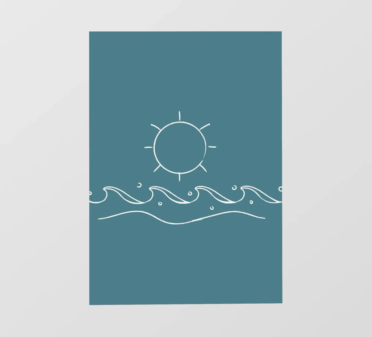 Sun & Waves Line Art Print - Coastal Minimalist, Ocean Decor backlit film by ClubArt