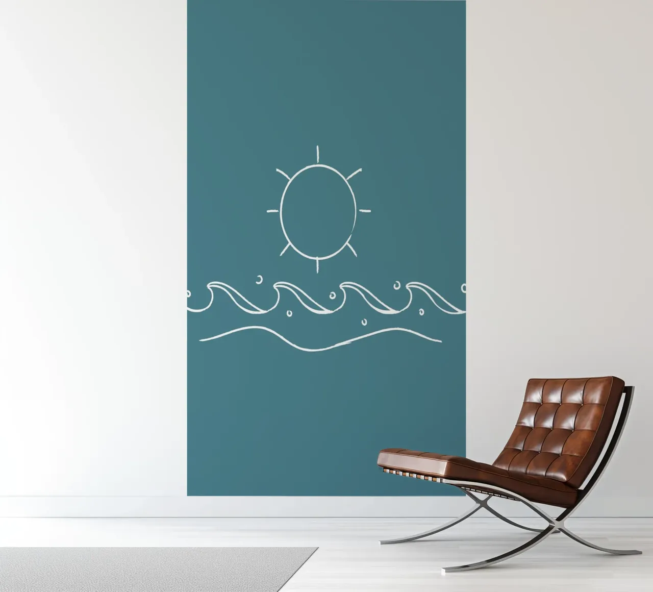 Sun & Waves Line Art Print - Coastal Minimalist, Ocean Decor photo wallpaper by ClubArt