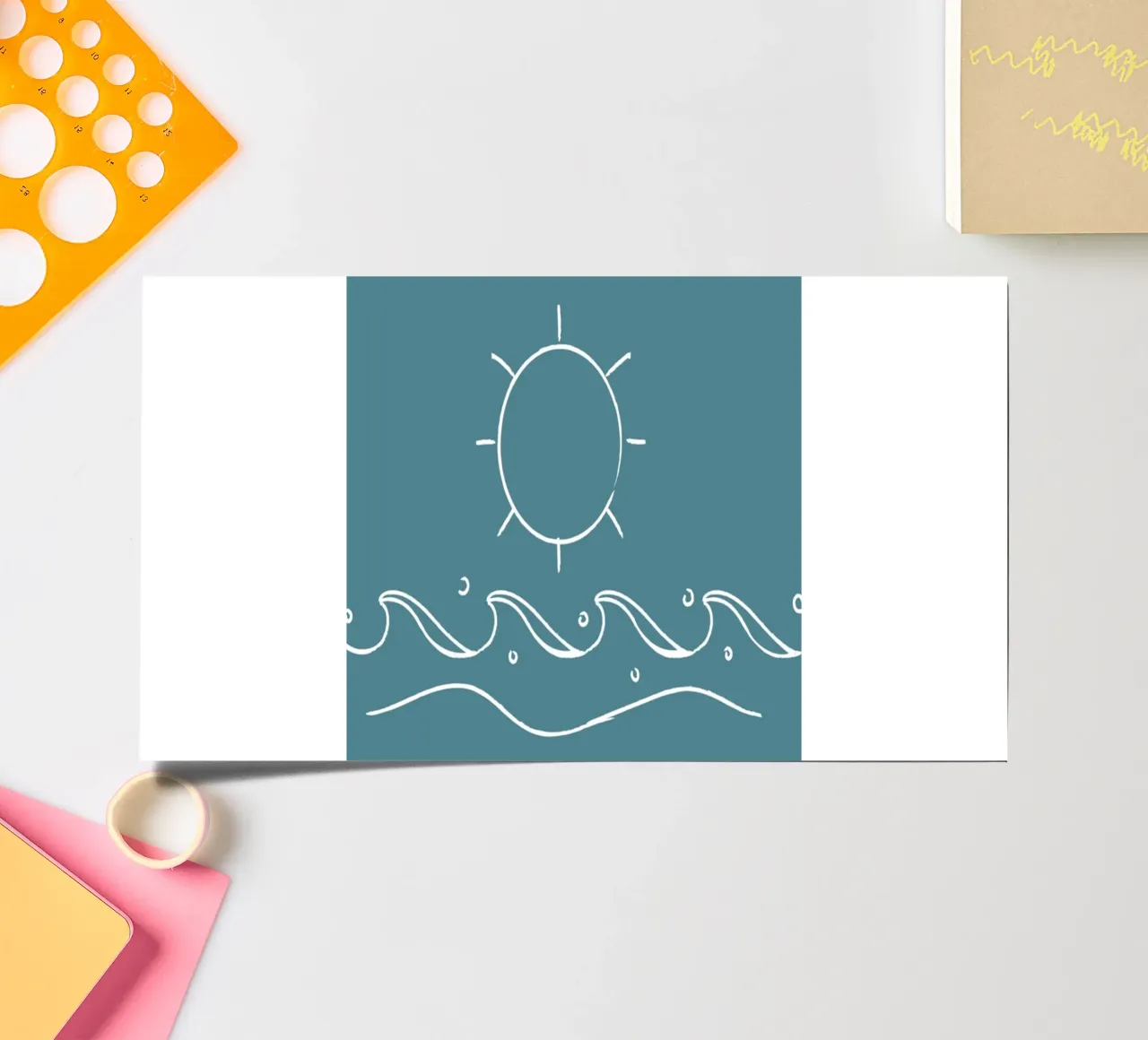 Sun & Waves Line Art Print - Coastal Minimalist, Ocean Decor sticker sheet by ClubArt