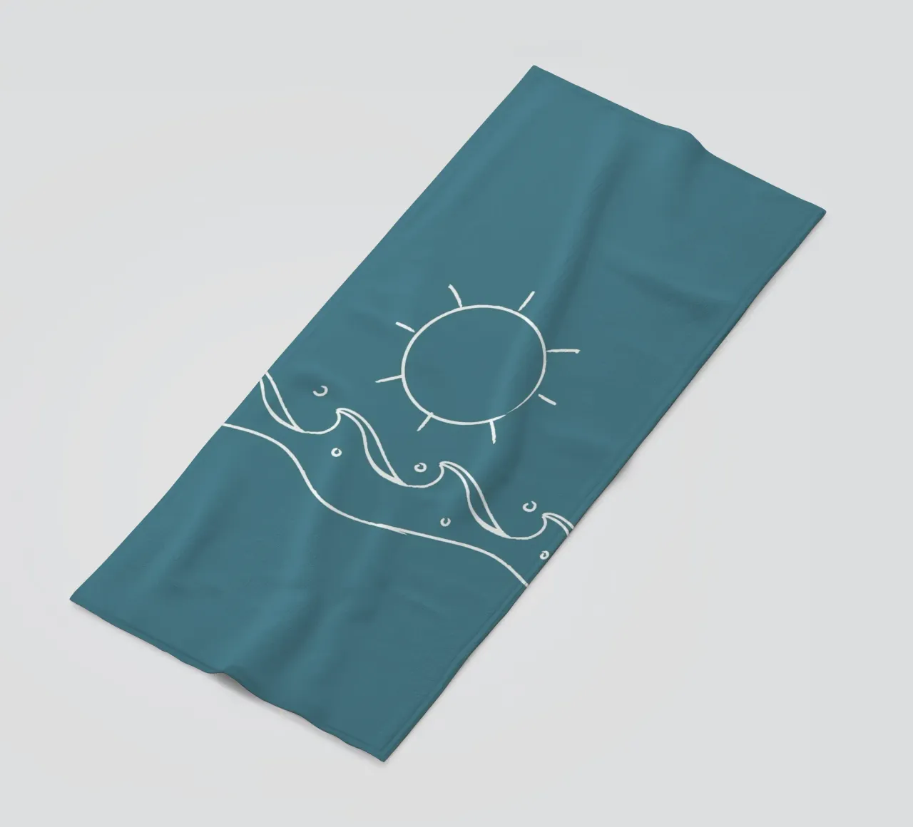 Sun & Waves Line Art Print - Coastal Minimalist, Ocean Decor beach towel by ClubArt