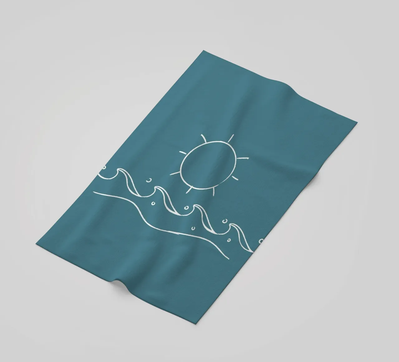 Sun & Waves Line Art Print - Coastal Minimalist, Ocean Decor beach towel by ClubArt