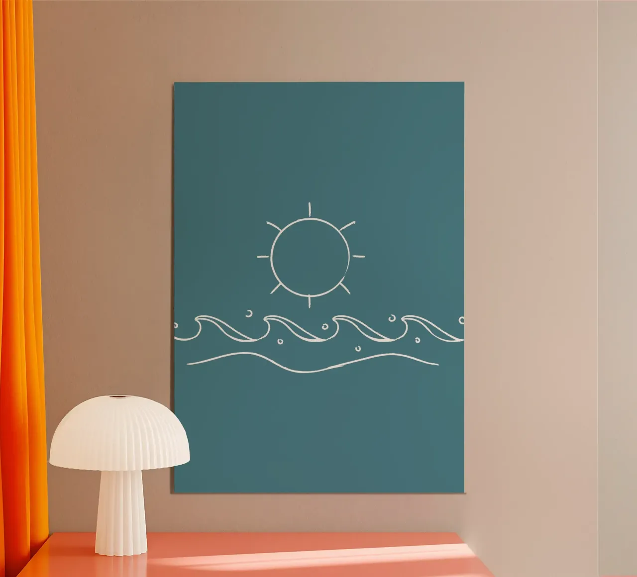 Sun & Waves Line Art Print - Coastal Minimalist, Ocean Decor hahnemühle by ClubArt