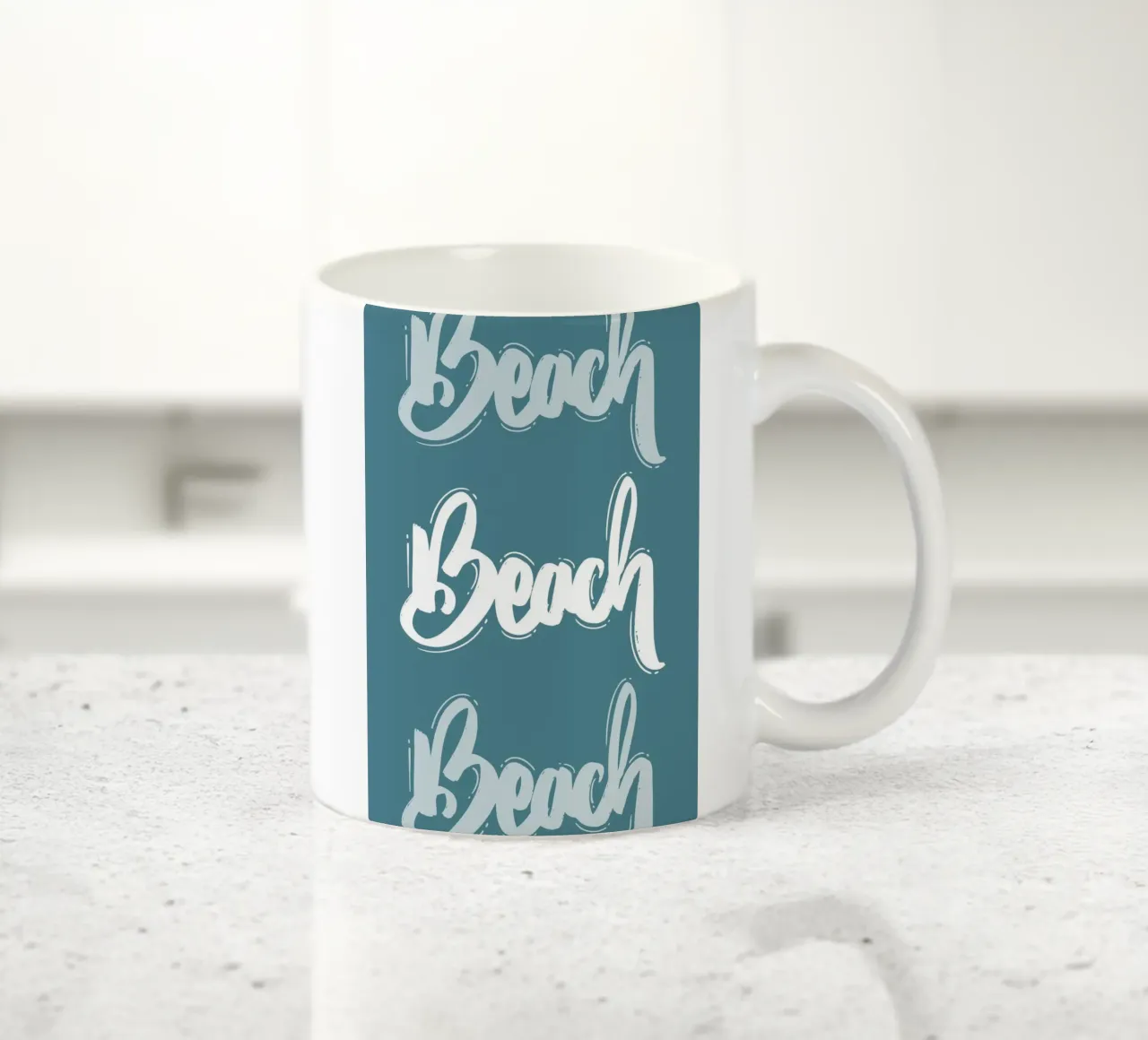 Kalligrafieprint "Strand" - Kustdecor, Summer Vibes-kunst keramische mok van ClubArt