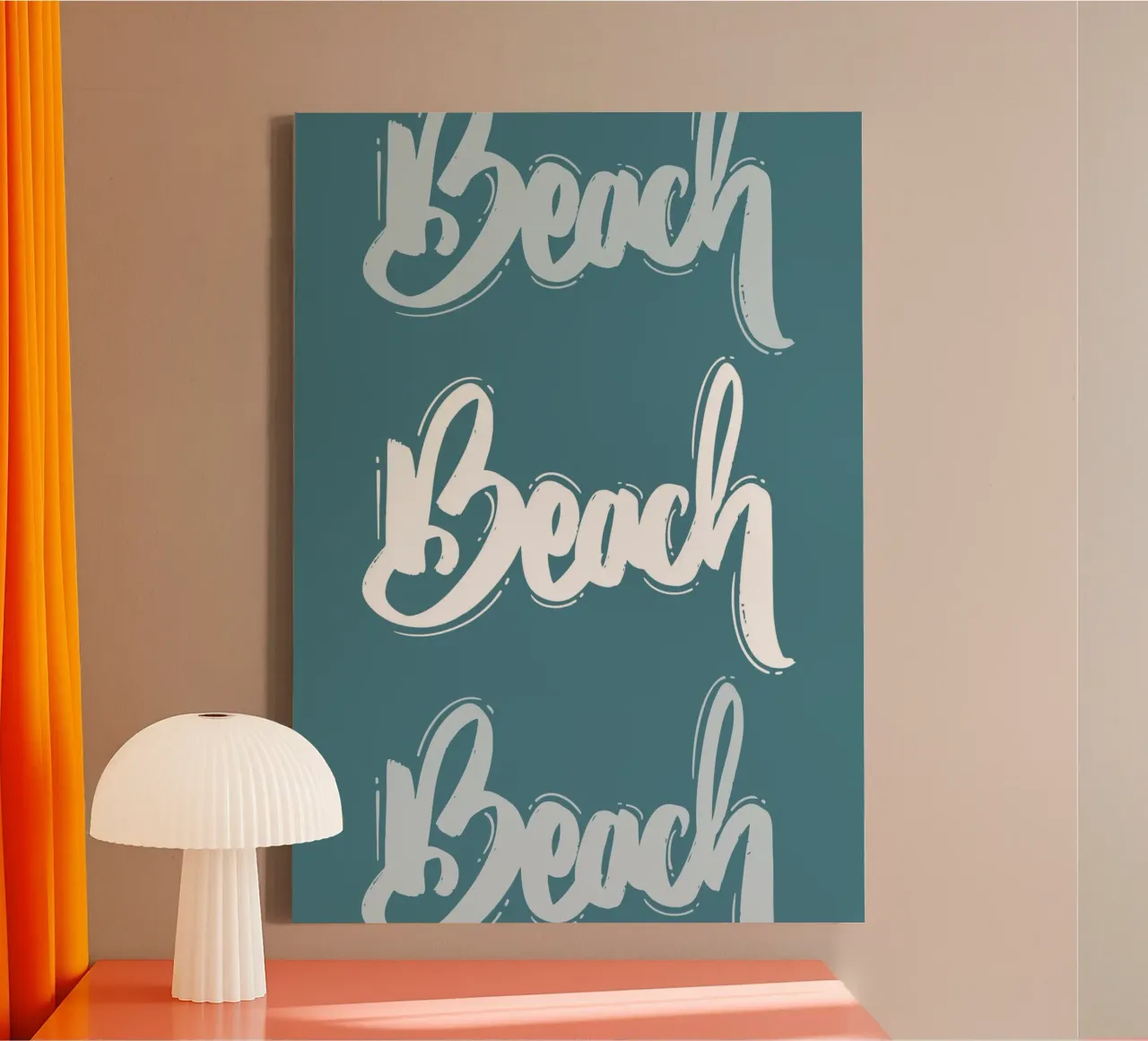 Kalligrafieprint "Strand" - Kustdecor, Summer Vibes-kunst canvas met Baklijst van ClubArt