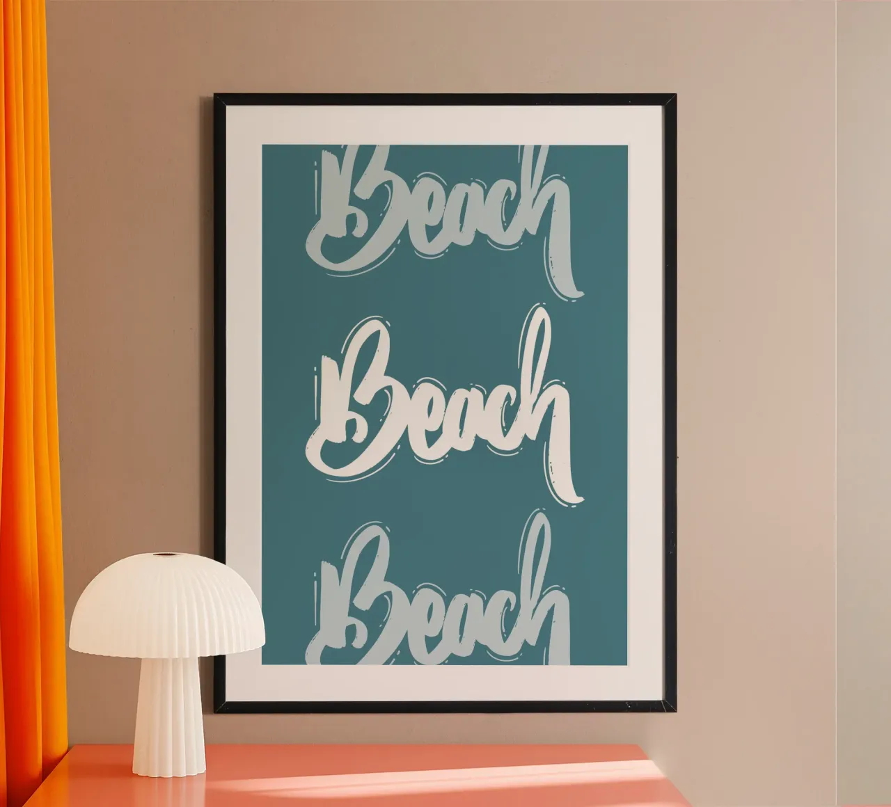 Kalligrafieprint "Strand" - Kustdecor, Summer Vibes-kunst poster van ClubArt