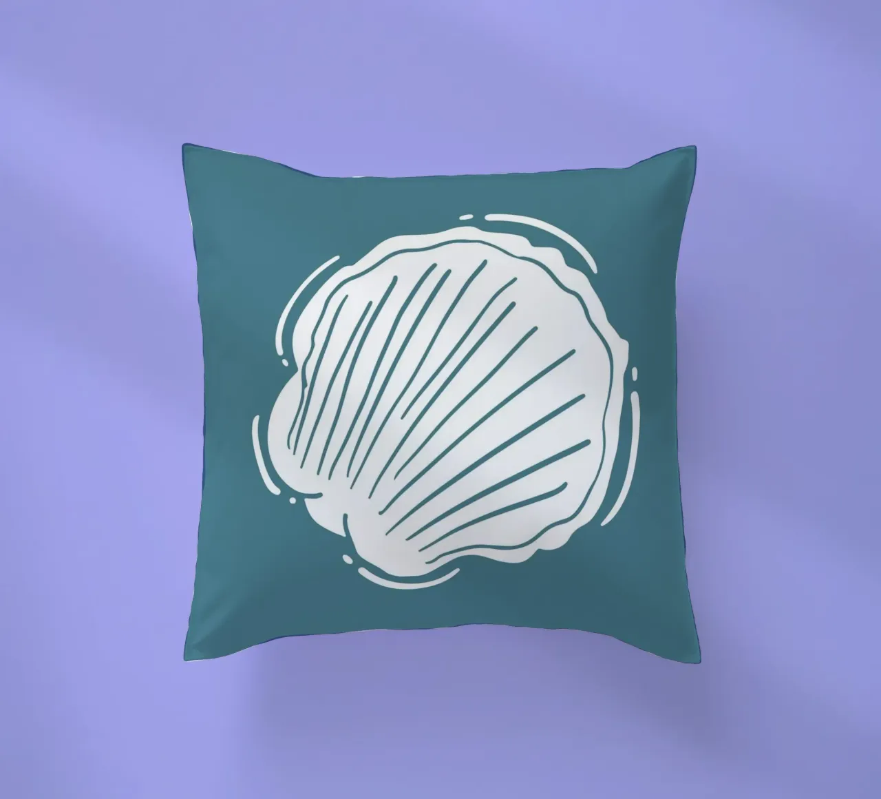 Minimalist Scallop Shell Print - Coastal Line Art, Ocean Dec decorative cushion by ClubArt