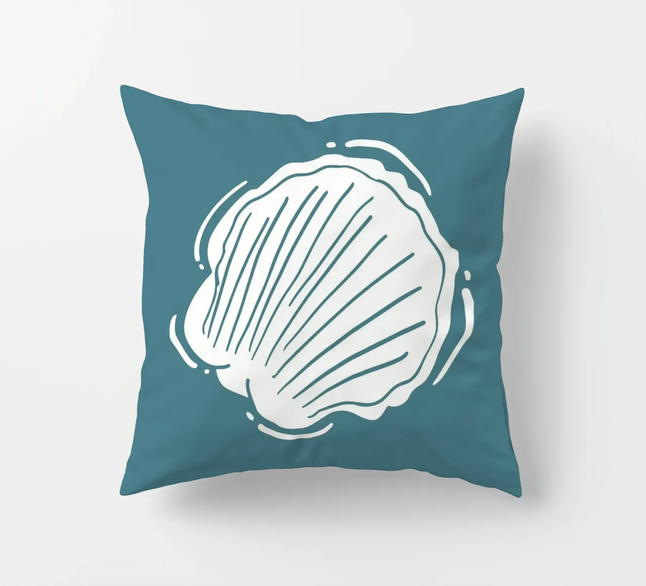Minimalist Scallop Shell Print - Coastal Line Art, Ocean Dec decorative cushion by ClubArt