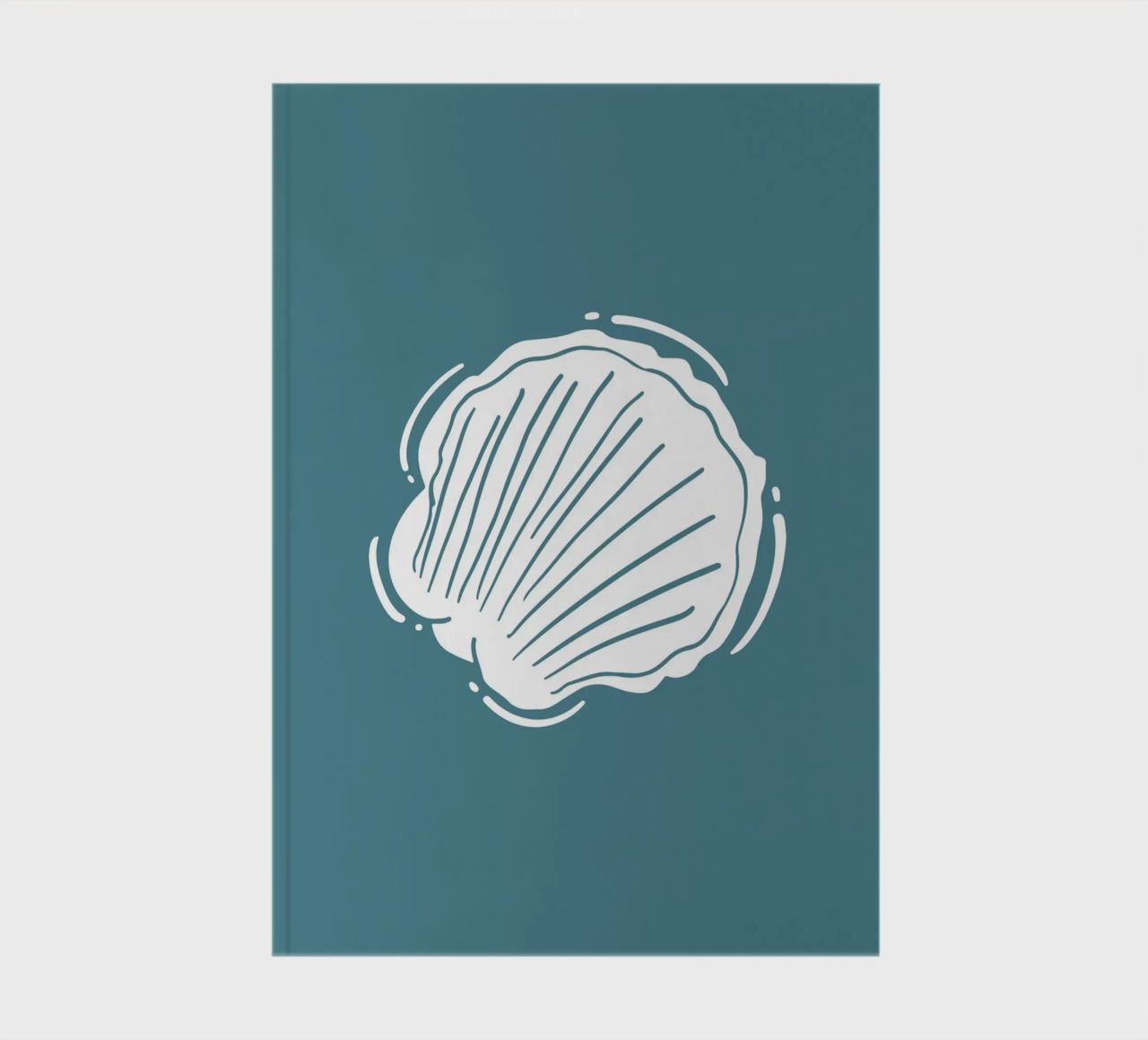 Minimalist Scallop Shell Print - Coastal Line Art, Ocean Dec notebook by ClubArt
