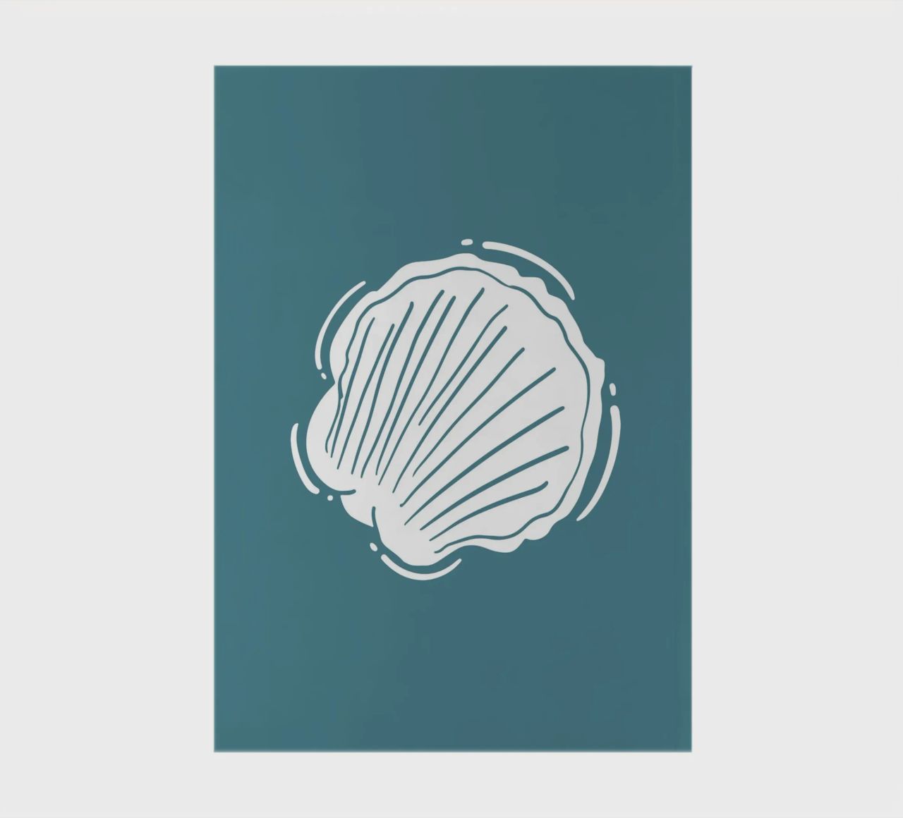 Minimalist Scallop Shell Print - Coastal Line Art, Ocean Dec notebook by ClubArt