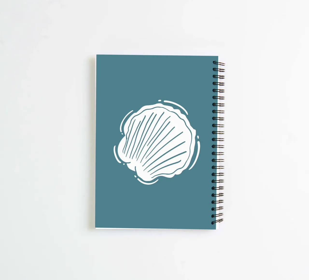 Minimalist Scallop Shell Print - Coastal Line Art, Ocean Dec spiral notebook by ClubArt