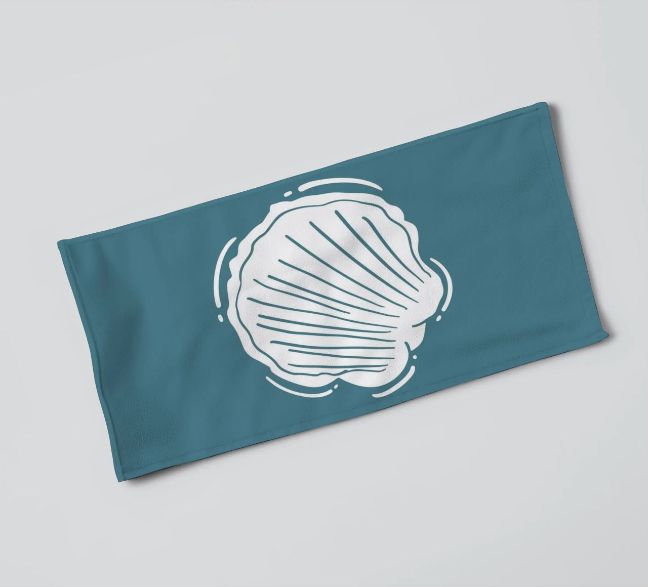 Minimalist Scallop Shell Print - Coastal Line Art, Ocean Dec towel by ClubArt