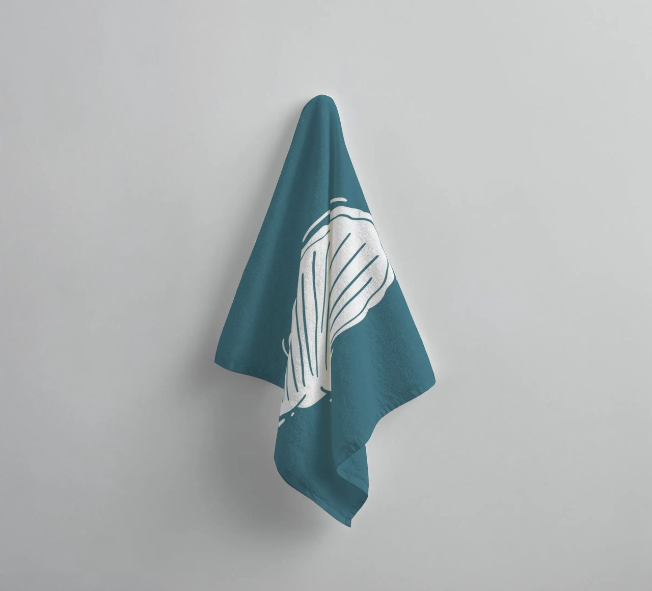 Minimalist Scallop Shell Print - Coastal Line Art, Ocean Dec towel by ClubArt