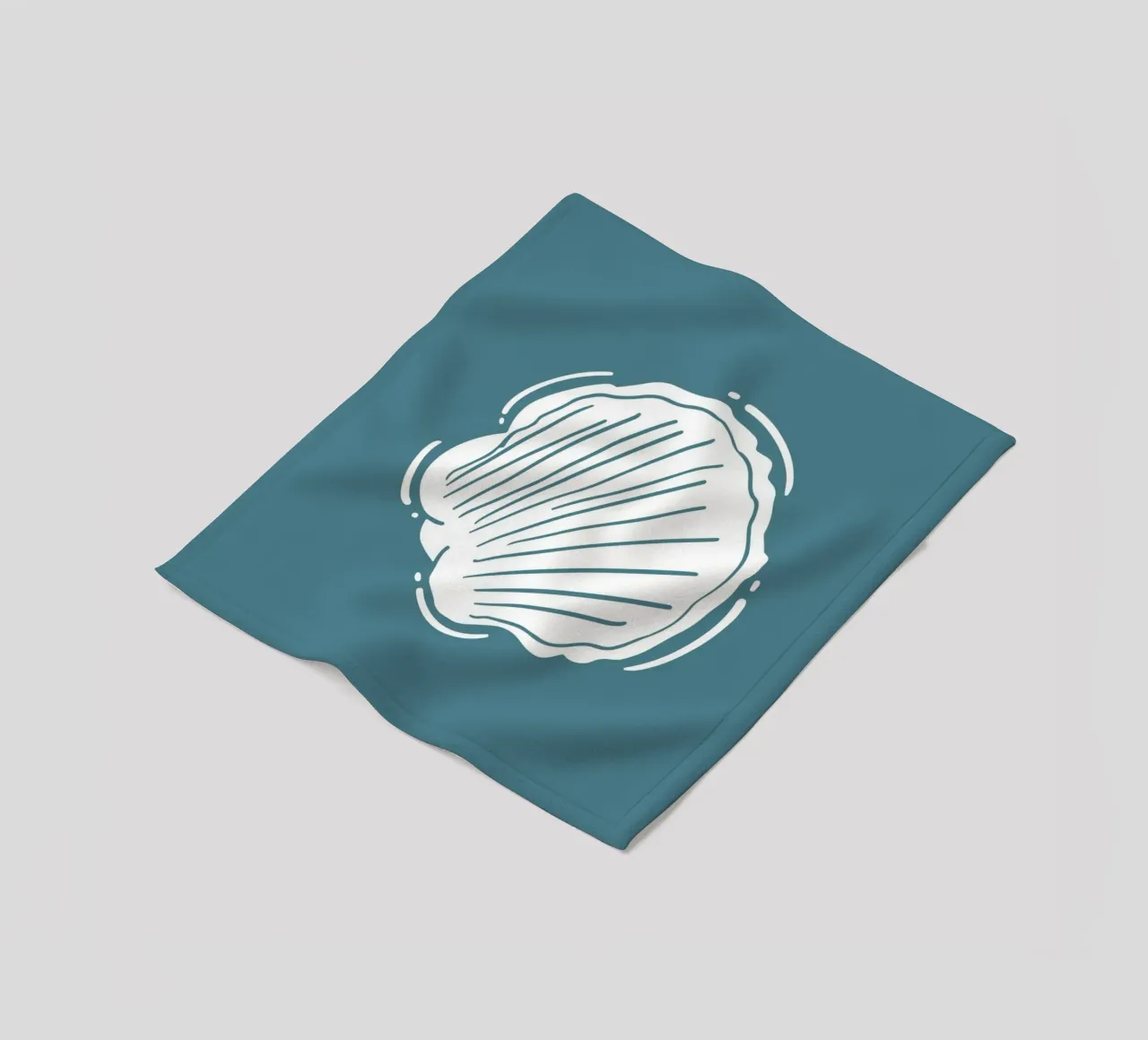 Minimalist Scallop Shell Print - Coastal Line Art, Ocean Dec fleece blanket by ClubArt