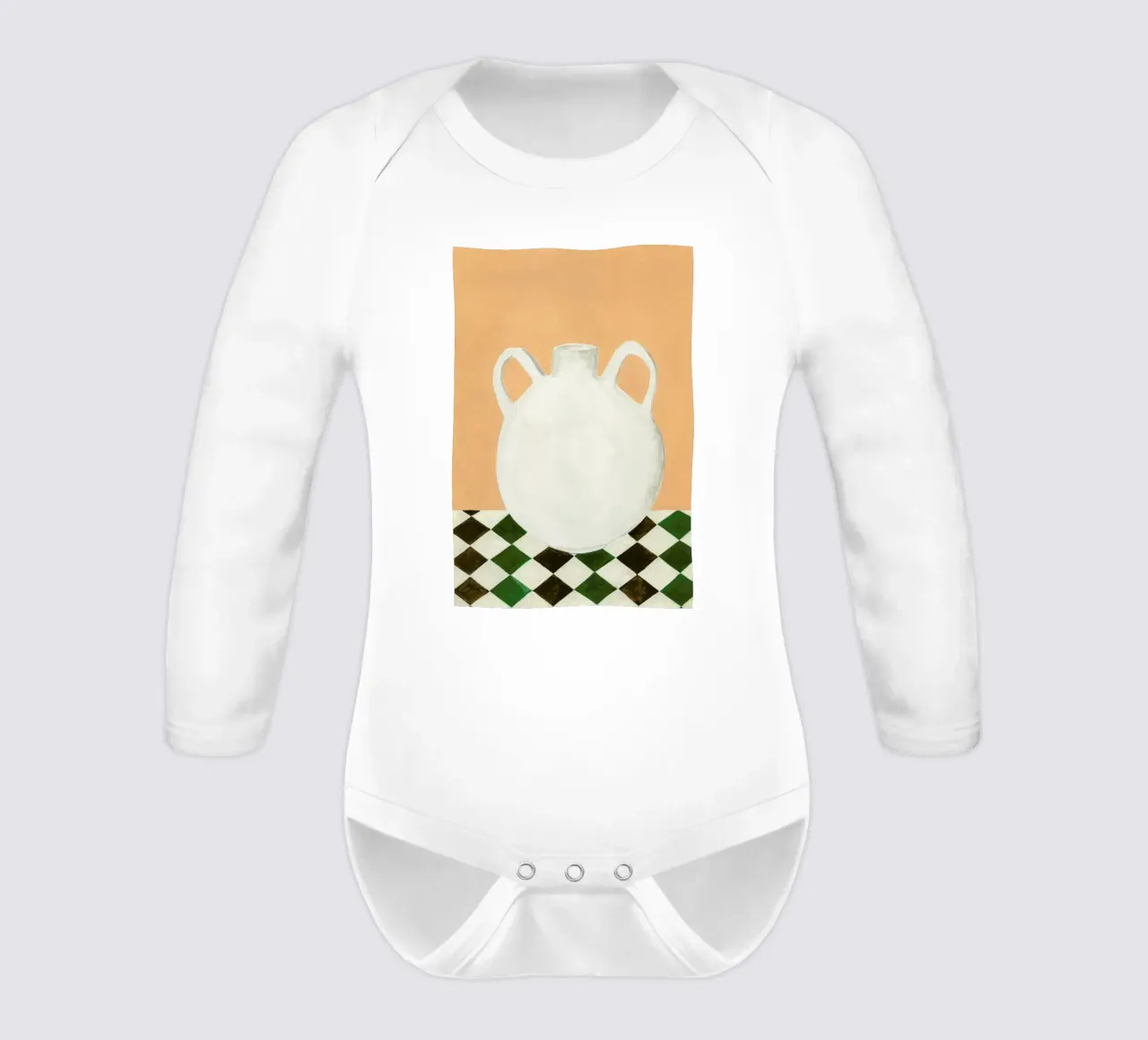 White Jug long-sleeve baby romper by Isabelle Vandeplassche