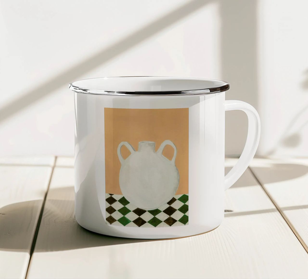 White Jug tazza in smalto da Isabelle Vandeplassche