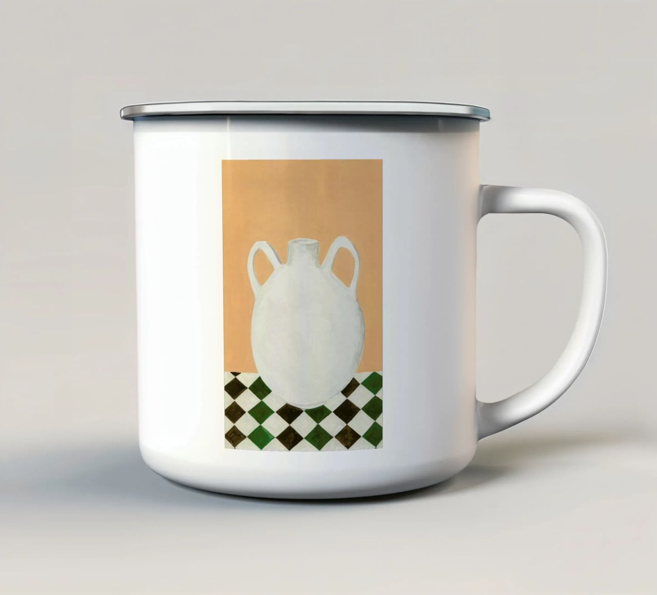 White Jug tazza in smalto da Isabelle Vandeplassche