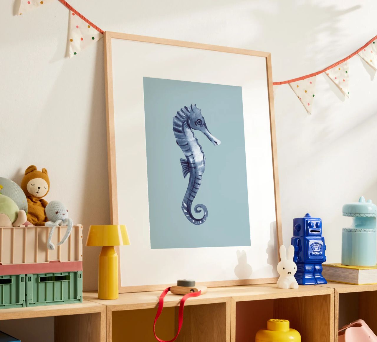 Indigo Seahorse Watercolor - Coastal Art, Modern Marine Deco poster by ClubArt