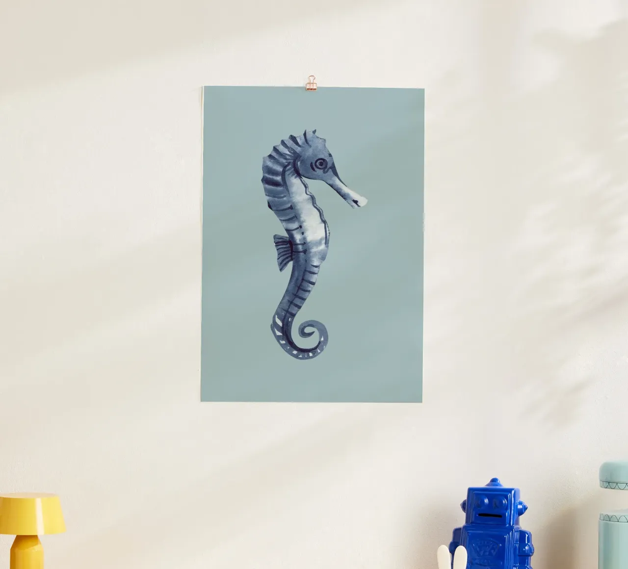 Indigo Seahorse Watercolor - Coastal Art, Modern Marine Deco poster by ClubArt