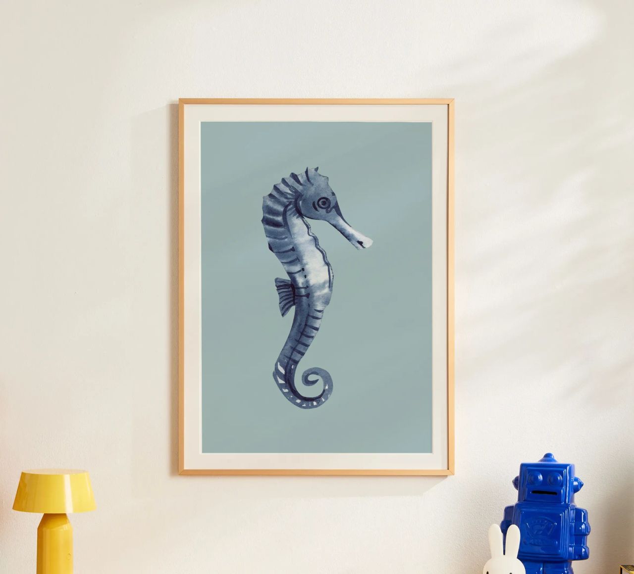 Indigo Seahorse Watercolor - Coastal Art, Modern Marine Deco poster by ClubArt