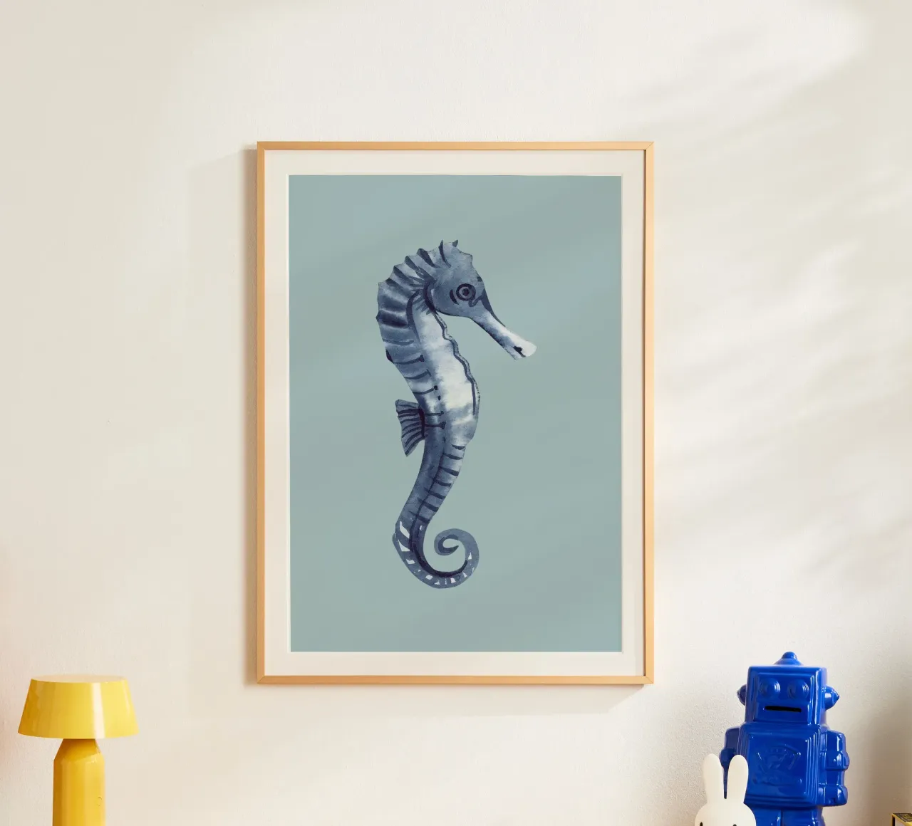 Indigo Seahorse Watercolor - Coastal Art, Modern Marine Deco poster by ClubArt