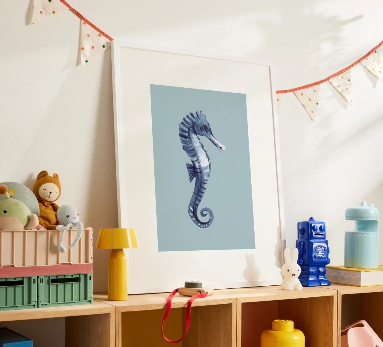 Indigo Seahorse Watercolor - Coastal Art, Modern Marine Deco poster by ClubArt