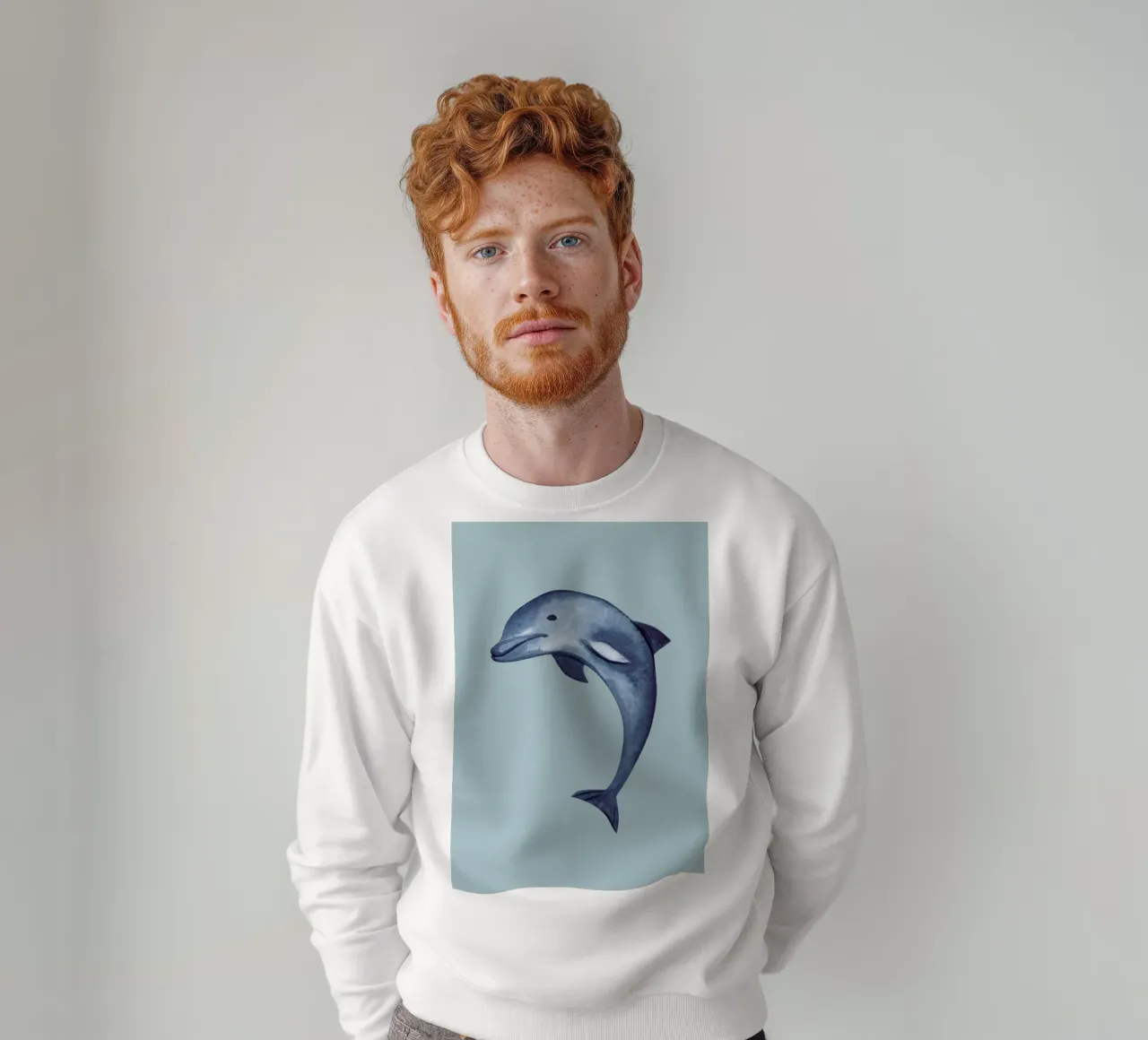 Springender Delphin Aquarell - Ozean Kunst, Küsten Marine Dekoration Sweatshirt von ClubArt