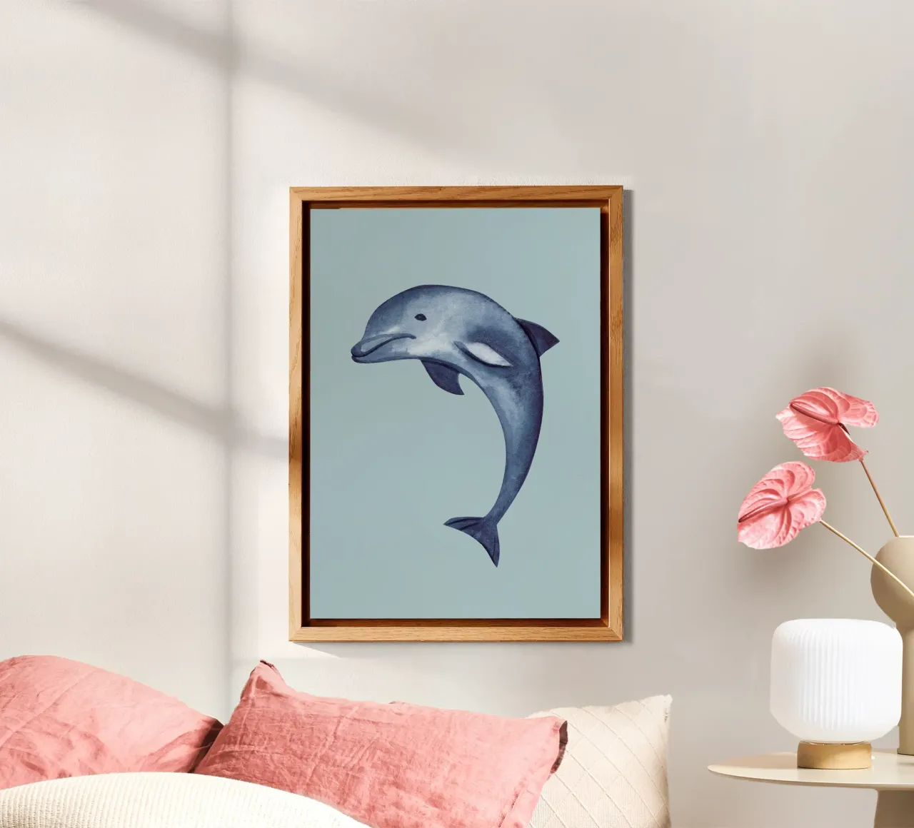 Springender Delphin Aquarell - Ozean Kunst, Küsten Marine Dekoration Alu-Dibond von ClubArt